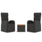 vidaXL 3-tlg. Garten-Lounge-Set Schwarz Poly Rattan Massivholz Akazie vidaXL 3-tlg. Garten-Lounge-Set Schwarz Poly Rattan Massivholz Akazie