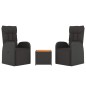vidaXL 3-tlg. Garten-Lounge-Set Schwarz Poly Rattan Massivholz Akazie vidaXL 3-tlg. Garten-Lounge-Set Schwarz Poly Rattan Massivholz Akazie