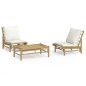 vidaXL 3-tlg. Garten-Lounge-Set mit Kissen Creme Bambus vidaXL 3-tlg. Garten-Lounge-Set mit Kissen Creme Bambus