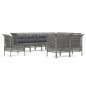 vidaXL 9-tlg. Garten-Lounge-Set mit Kissen Grau Poly Rattan vidaXL 9-tlg. Garten-Lounge-Set mit Kissen Grau Poly Rattan