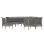 vidaXL 9-tlg. Garten-Lounge-Set mit Kissen Grau Poly Rattan vidaXL 9-tlg. Garten-Lounge-Set mit Kissen Grau Poly Rattan