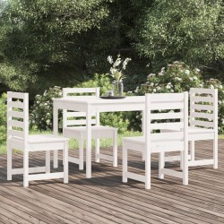 vidaXL 5-tlg. Garten-Essgruppe Weiß Massivholz Kiefer