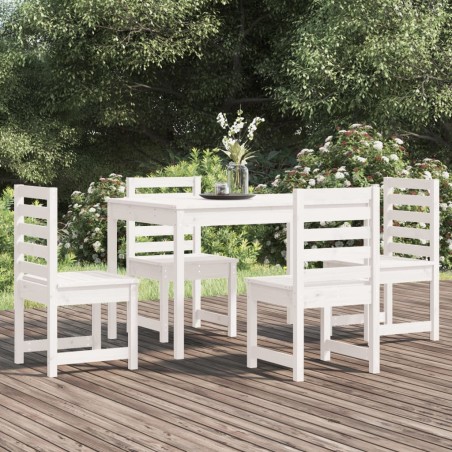 vidaXL 5-tlg. Garten-Essgruppe Weiß Massivholz Kiefer