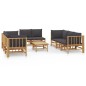 vidaXL 9-tlg. Garten-Lounge-Set mit Dunkelgrauen Kissen Bambus vidaXL 9-tlg. Garten-Lounge-Set mit Dunkelgrauen Kissen Bambus