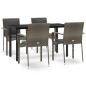 vidaXL 5-tlg. Garten-Essgruppe mit Kissen Schwarz und Grau Poly Rattan vidaXL 5-tlg. Garten-Essgruppe mit Kissen Schwarz und Grau Poly Rattan