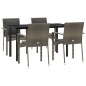 vidaXL 5-tlg. Garten-Essgruppe mit Kissen Schwarz und Grau Poly Rattan vidaXL 5-tlg. Garten-Essgruppe mit Kissen Schwarz und Grau Poly Rattan