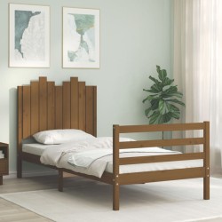 vidaXL Massivholzbett mit Kopfteil Honigbraun 90x200 cm