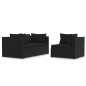 3-tlg. Garten-Lounge-Set mit Kissen Schwarz Poly Rattan 3-tlg. Garten-Lounge-Set mit Kissen Schwarz Poly Rattan