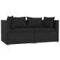 3-tlg. Garten-Lounge-Set mit Kissen Schwarz Poly Rattan 3-tlg. Garten-Lounge-Set mit Kissen Schwarz Poly Rattan