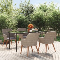 vidaXL 5-tlg. Garten-Essgruppe mit Kissen Braun