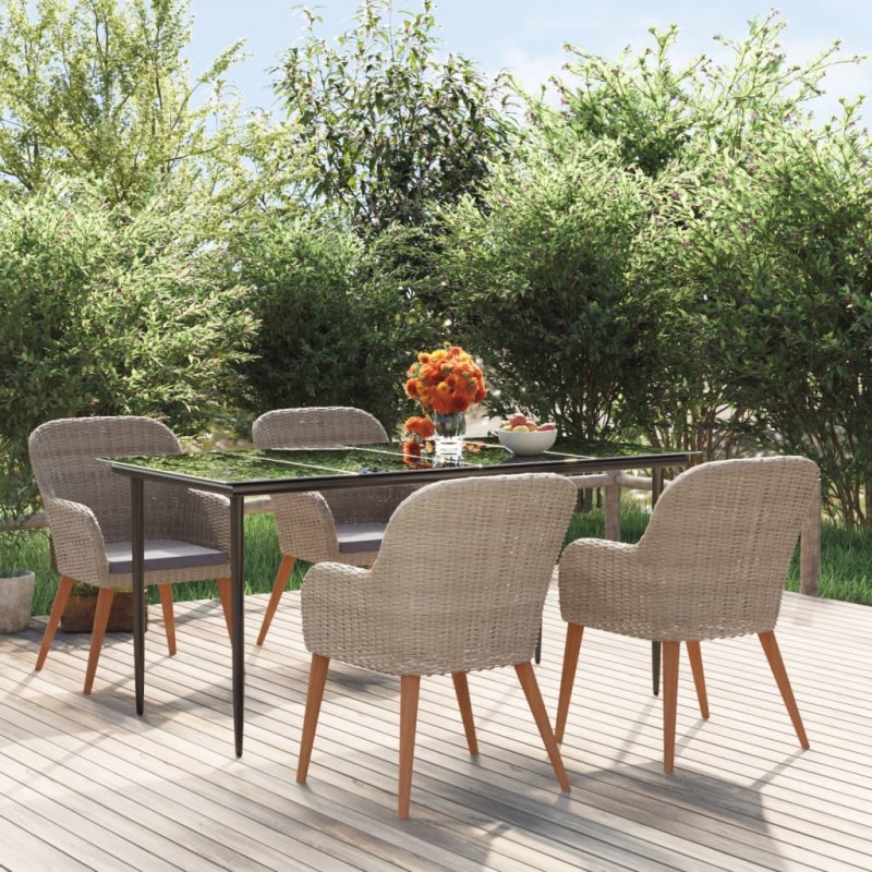 vidaXL 5-tlg. Garten-Essgruppe mit Kissen Braun vidaXL 5-tlg. Garten-Essgruppe mit Kissen Braun