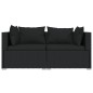 3-tlg. Garten-Lounge-Set mit Kissen Schwarz Poly Rattan 3-tlg. Garten-Lounge-Set mit Kissen Schwarz Poly Rattan