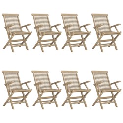vidaXL Gartenstühle 8 Stk. Klappbar Grau 56x61x89 cm Massivholz Teak
