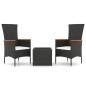 vidaXL 3-tlg. Garten-Lounge-Set Schwarz Poly Rattan & Stahl vidaXL 3-tlg. Garten-Lounge-Set Schwarz Poly Rattan & Stahl