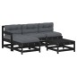 vidaXL 5-tlg. Garten-Lounge-Set mit Kissen Schwarz Massivholz vidaXL 5-tlg. Garten-Lounge-Set mit Kissen Schwarz Massivholz