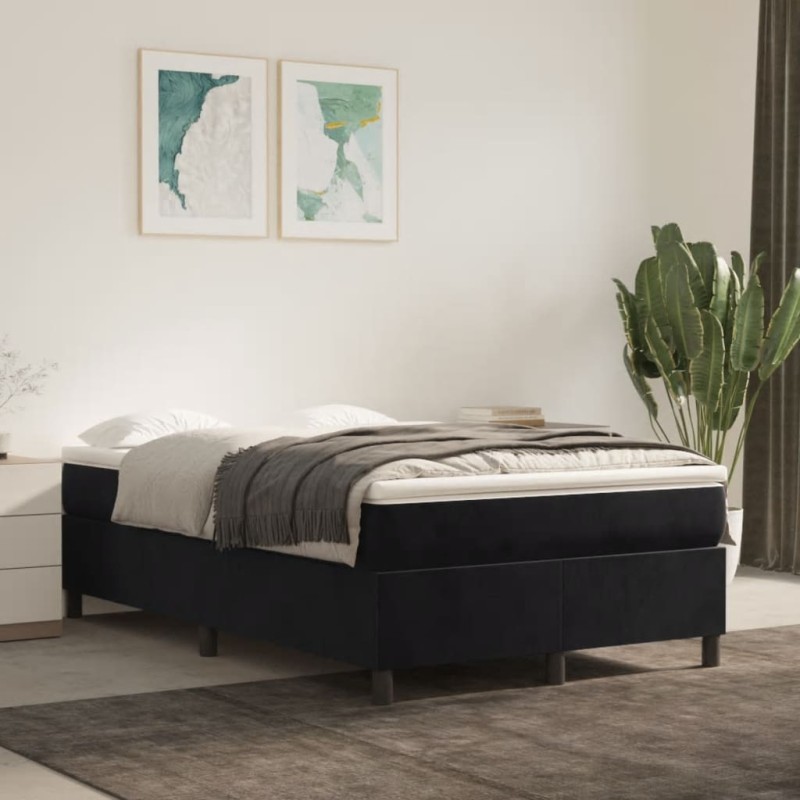 vidaXL Boxspringbett mit Matratze Schwarz 120x200 cm Samt vidaXL Boxspringbett mit Matratze Schwarz 120x200 cm Samt