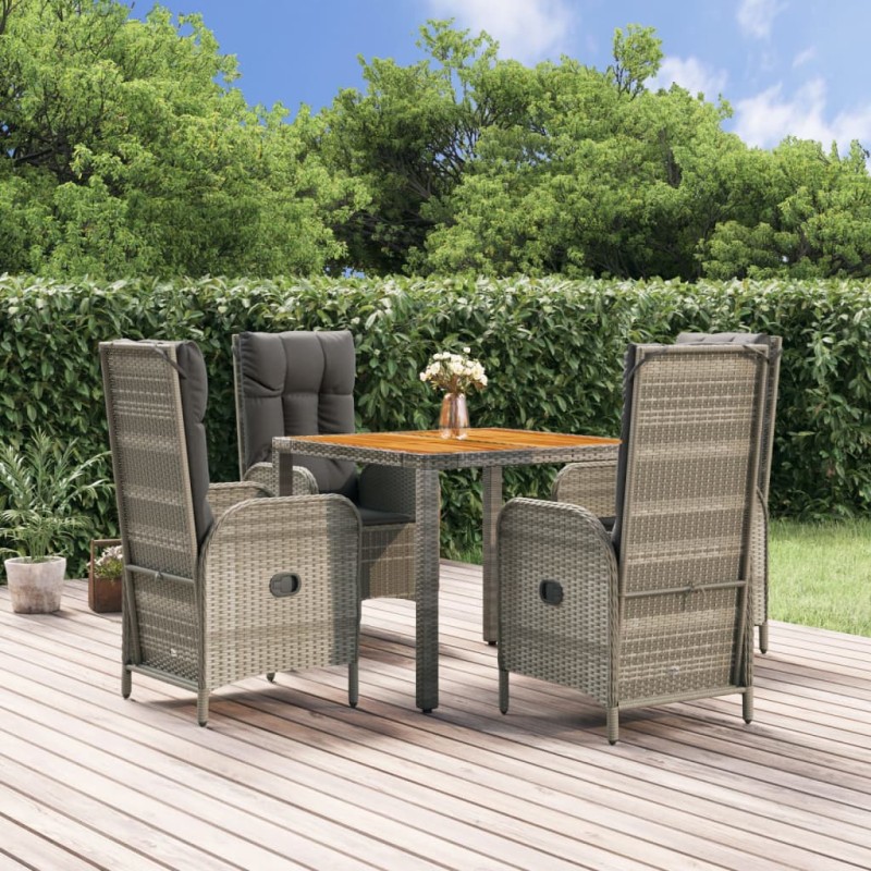 vidaXL 5-tlg. Garten-Essgruppe mit Kissen Grau Poly Rattan vidaXL 5-tlg. Garten-Essgruppe mit Kissen Grau Poly Rattan