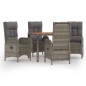 vidaXL 5-tlg. Garten-Essgruppe mit Kissen Grau Poly Rattan vidaXL 5-tlg. Garten-Essgruppe mit Kissen Grau Poly Rattan
