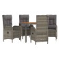 vidaXL 5-tlg. Garten-Essgruppe mit Kissen Grau Poly Rattan vidaXL 5-tlg. Garten-Essgruppe mit Kissen Grau Poly Rattan