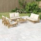 vidaXL 5-tlg. Garten-Lounge-Set mit Cremeweißen Kissen Bambus vidaXL 5-tlg. Garten-Lounge-Set mit Cremeweißen Kissen Bambus