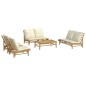 vidaXL 5-tlg. Garten-Lounge-Set mit Cremeweißen Kissen Bambus vidaXL 5-tlg. Garten-Lounge-Set mit Cremeweißen Kissen Bambus