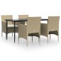 vidaXL 5-tlg. Garten-Essgruppe mit Kissen Beige und Schwarz vidaXL 5-tlg. Garten-Essgruppe mit Kissen Beige und Schwarz