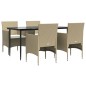 vidaXL 5-tlg. Garten-Essgruppe mit Kissen Beige und Schwarz vidaXL 5-tlg. Garten-Essgruppe mit Kissen Beige und Schwarz