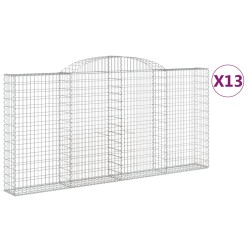 vidaXL Gabionen mit Hochbogen 13 Stk 300x30x140/160cm Verzinktes Eisen