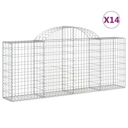 vidaXL Gabionen mit Hochbogen 14 Stk. 200x30x80/100cm Verzinktes Eisen