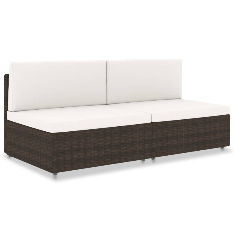 Modulares 2-Sitzer-Sofa Poly Rattan Braun Modulares 2-Sitzer-Sofa Poly Rattan Braun