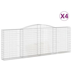 vidaXL Gabionen mit Hochbogen 4 Stk. 400x30x140/160cm Verzinktes Eisen