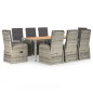 vidaXL 9-tlg. Garten-Essgruppe mit Kissen Grau Poly Rattan vidaXL 9-tlg. Garten-Essgruppe mit Kissen Grau Poly Rattan