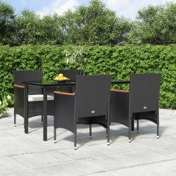 vidaXL 5-tlg. Garten-Essgruppe mit Kissen Schwarz