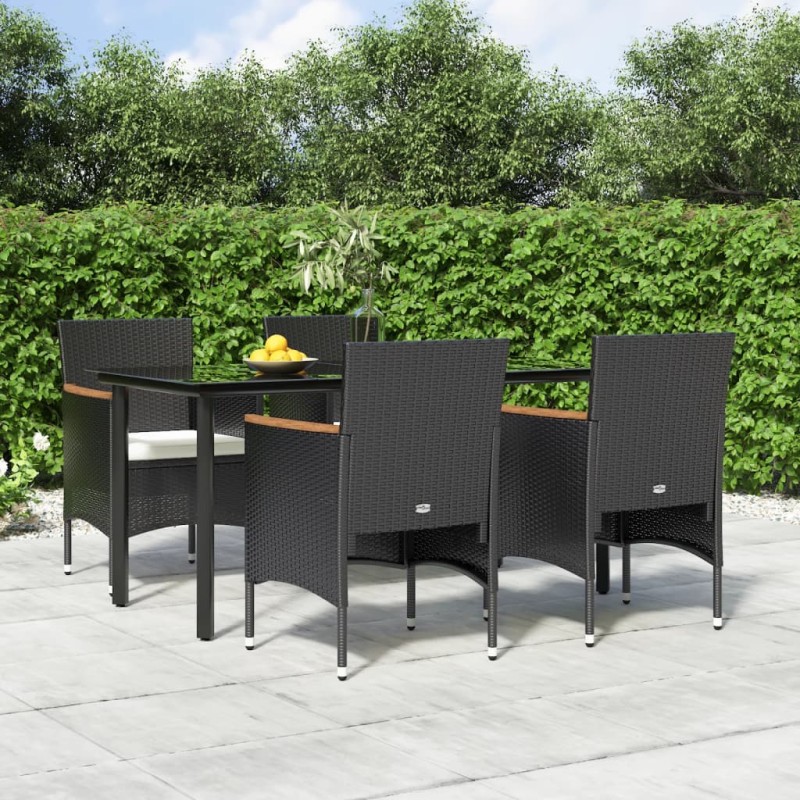 vidaXL 5-tlg. Garten-Essgruppe mit Kissen Schwarz vidaXL 5-tlg. Garten-Essgruppe mit Kissen Schwarz