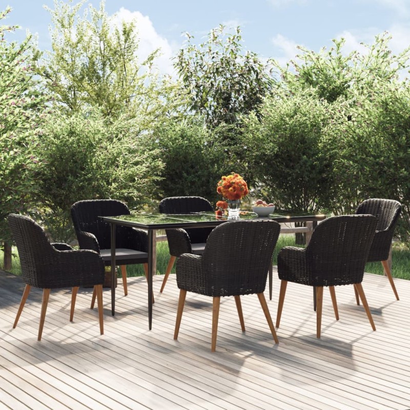vidaXL 7-tlg. Garten-Essgruppe mit Kissen Schwarz vidaXL 7-tlg. Garten-Essgruppe mit Kissen Schwarz