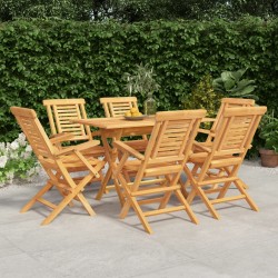 vidaXL 7-tlg. Garten-Essgruppe Massivholz Teak