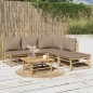 vidaXL 6-tlg. Garten-Lounge-Set mit Kissen Taupe Bambus vidaXL 6-tlg. Garten-Lounge-Set mit Kissen Taupe Bambus