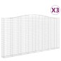 vidaXL Gabionen mit Hochbogen 3 Stk. 400x30x200/220cm Verzinktes Eisen