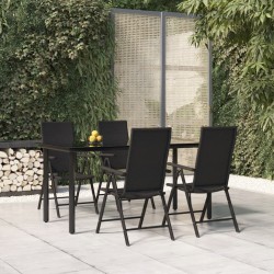 vidaXL 5-tlg. Garten-Essgruppe Schwarz Poly Rattan