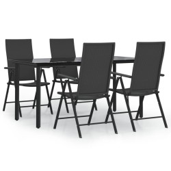 vidaXL 5-tlg. Garten-Essgruppe Schwarz Poly Rattan