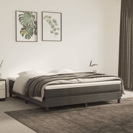 vidaXL Boxspringbett mit Matratze Dunkelgrau 180x200 cm Samt