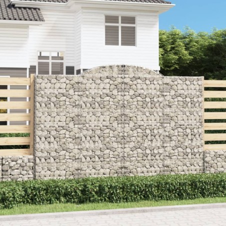 vidaXL Gabionen mit Hochbogen 3 Stk. 300x50x200/220cm Verzinktes Eisen