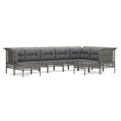vidaXL 9-tlg. Garten-Lounge-Set mit Kissen Grau Poly Rattan