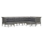 vidaXL 9-tlg. Garten-Lounge-Set mit Kissen Grau Poly Rattan vidaXL 9-tlg. Garten-Lounge-Set mit Kissen Grau Poly Rattan