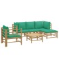 vidaXL 6-tlg. Garten-Lounge-Set mit Grünen Kissen Bambus vidaXL 6-tlg. Garten-Lounge-Set mit Grünen Kissen Bambus