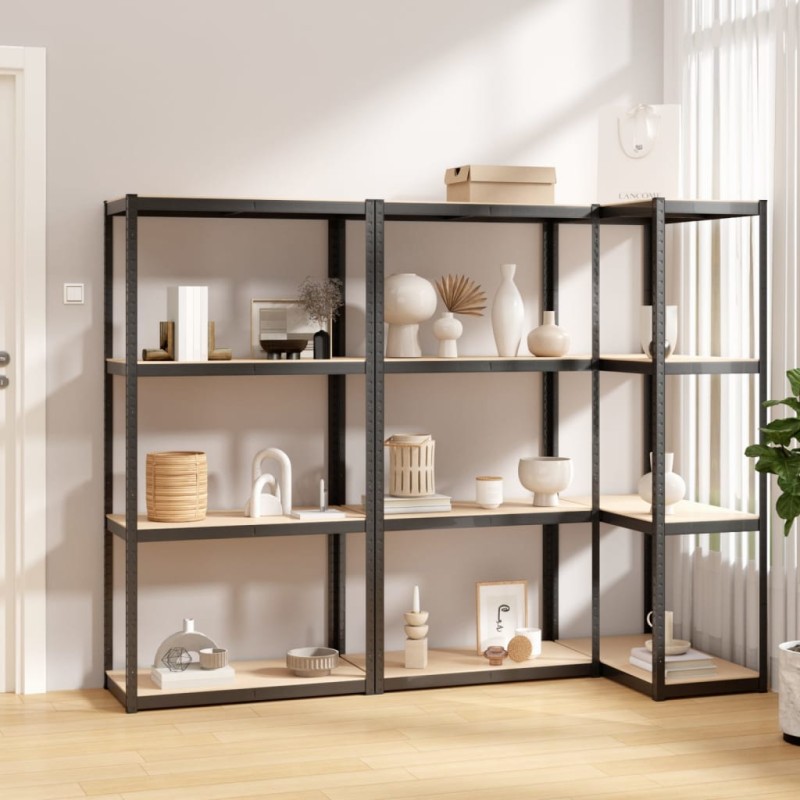 vidaXL Regale mit 4 Böden 3 Stk. Anthrazit Stahl & Holzwerkstoff vidaXL Regale mit 4 Böden 3 Stk. Anthrazit Stahl & Holzwerkstoff