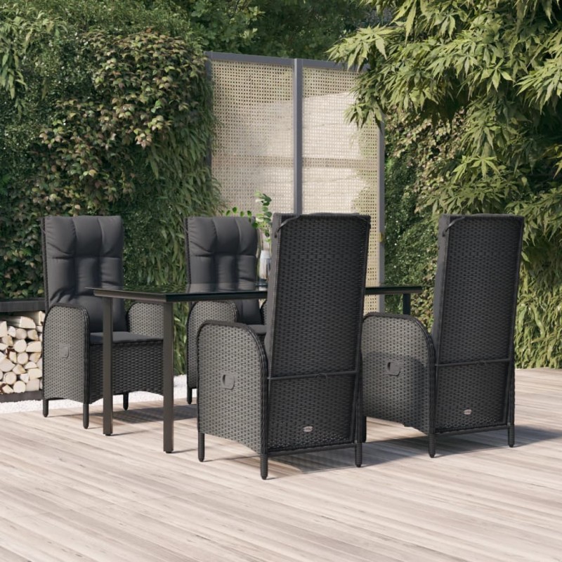 vidaXL 5-tlg. Garten-Essgruppe mit Kissen Schwarz Poly Rattan vidaXL 5-tlg. Garten-Essgruppe mit Kissen Schwarz Poly Rattan