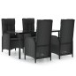 vidaXL 5-tlg. Garten-Essgruppe mit Kissen Schwarz Poly Rattan vidaXL 5-tlg. Garten-Essgruppe mit Kissen Schwarz Poly Rattan