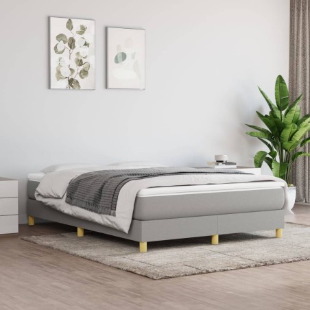 vidaXL Boxspringbett mit Matratze Hellgrau 140x200 cm Stoff