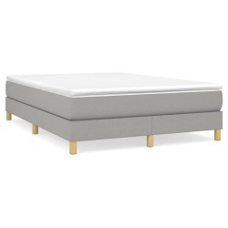 vidaXL Boxspringbett mit Matratze Hellgrau 140x200 cm Stoff